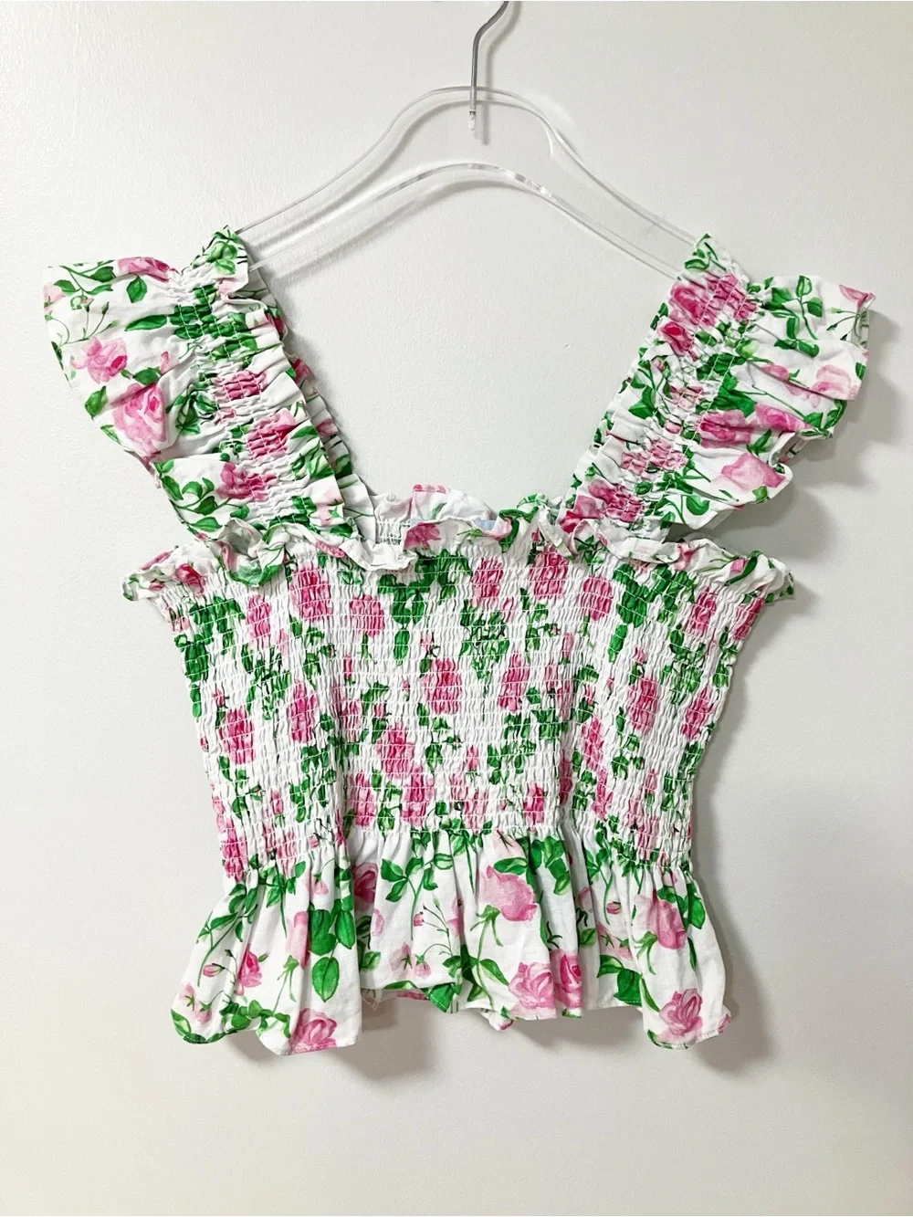 Hill House | White Floral The Paz Smocked Linen Top L Chic Coquette Cottagecore